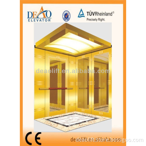 Rose Golden Stainless Steel Ceiling Passenger Elevator